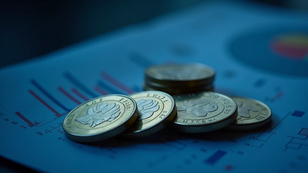 Českých koruna mince na tmavém pozadí s moderní grafikou